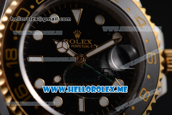 Rolex GMT-Master II Asia 2813 Automatic Steel Case with Black Dial and Brown Nylon Strap Dot Markers - Click Image to Close